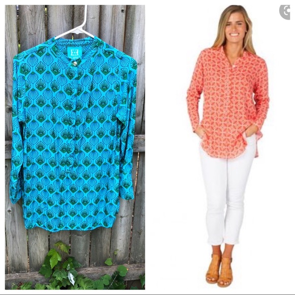 FREE w/purchase Escapada La Mer Luxe tunic coverup Aqua Cobalt Bermuda S - Picture 1 of 8